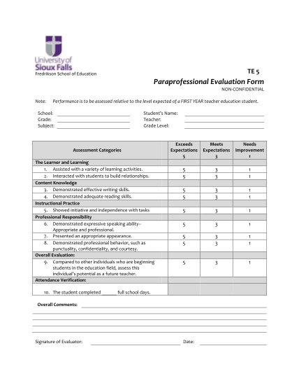 16 Teacher Performance Evaluation Form Free To Edit Download Print