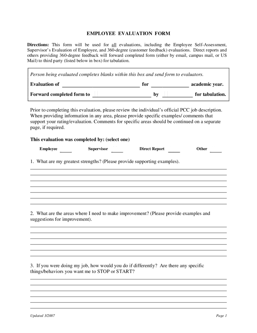 2022 Employee Evaluation Form Fillable Printable PDF Forms Handypdf