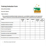 8 Training Evaluation Forms Samples Examples Format Sample