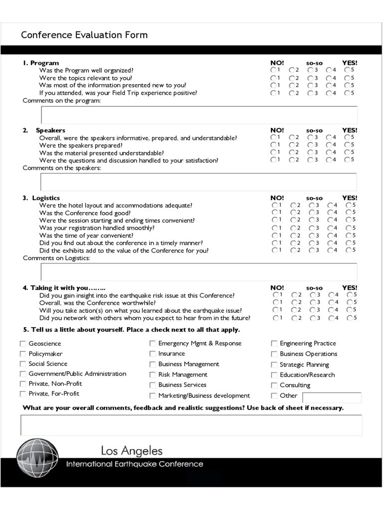 Conference Evaluation Form 1 Free Templates In PDF Word Excel Download