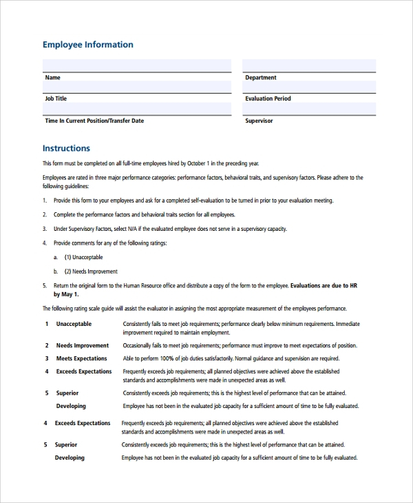 FREE 13 Sample HR Evaluation Forms In PDF MS Word
