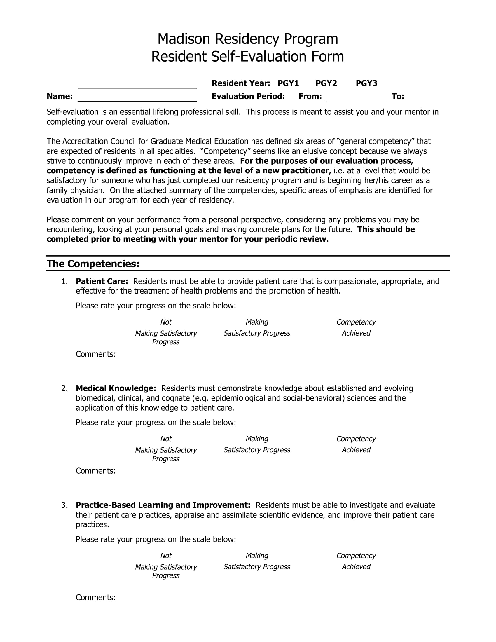 FREE 13 Self Review Forms In PDF MS Word