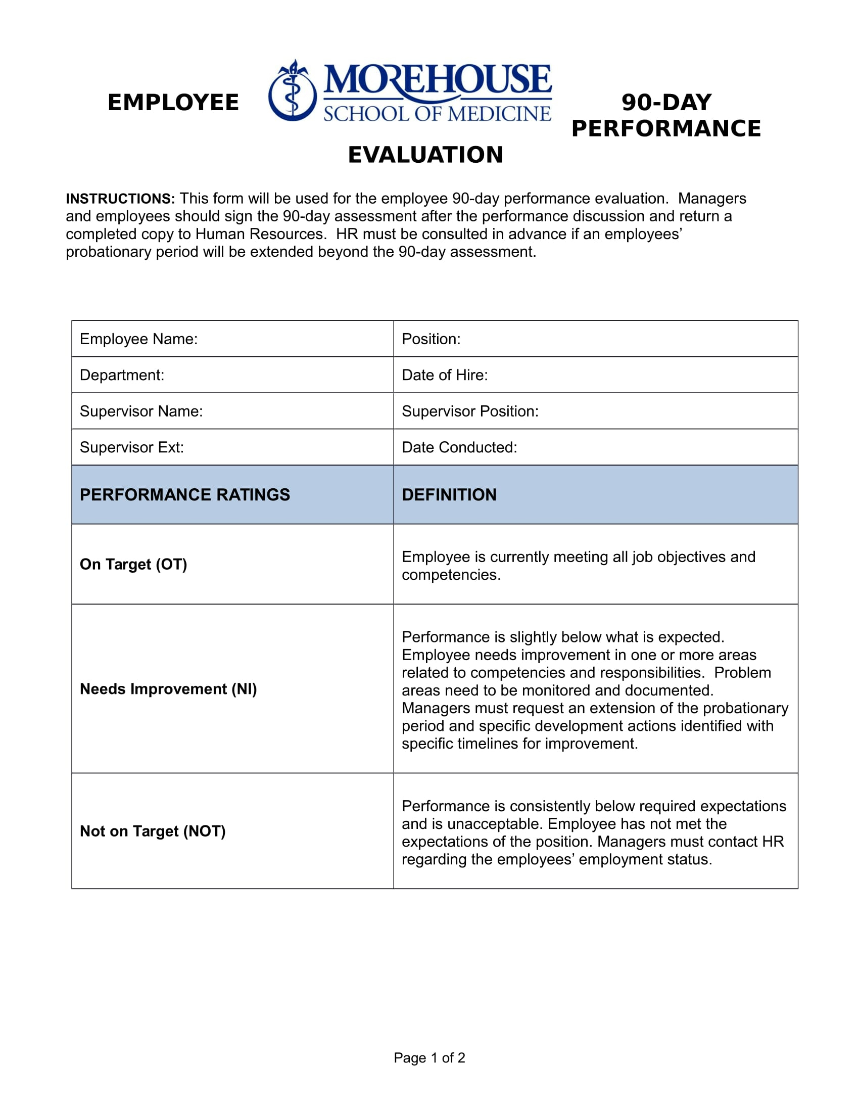 FREE 14 90 Day Review Forms In PDF MS Word