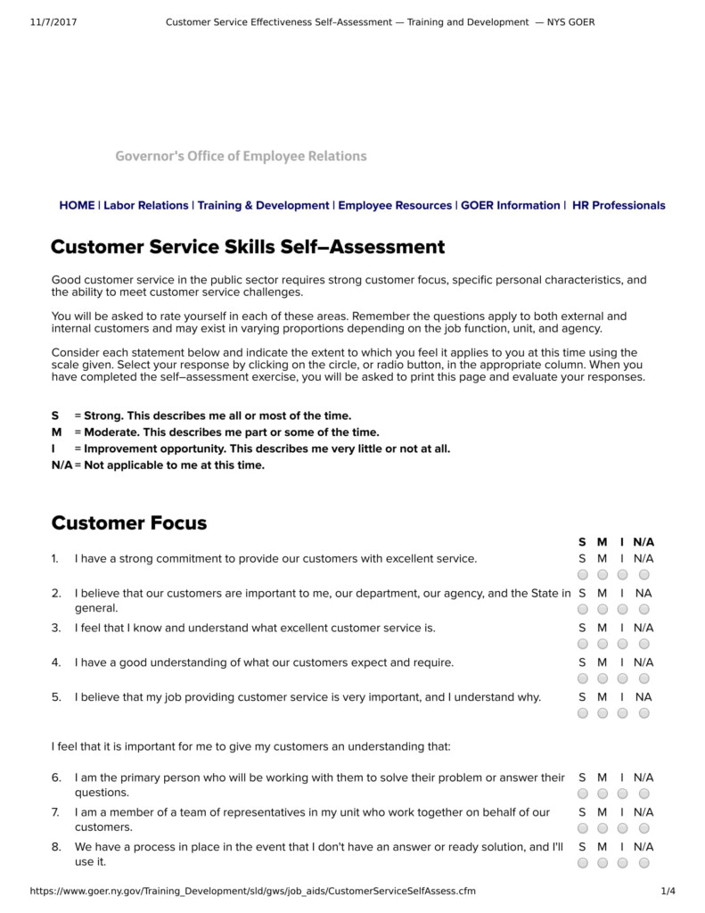 Customer Service Self Evaluation Form - EvaluationForm.net