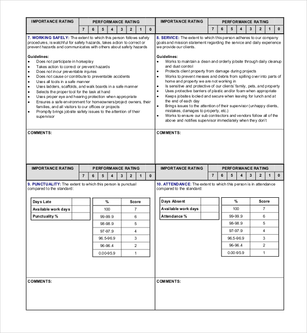 FREE 15 Sample Employee Review Forms In PDF Excel Word