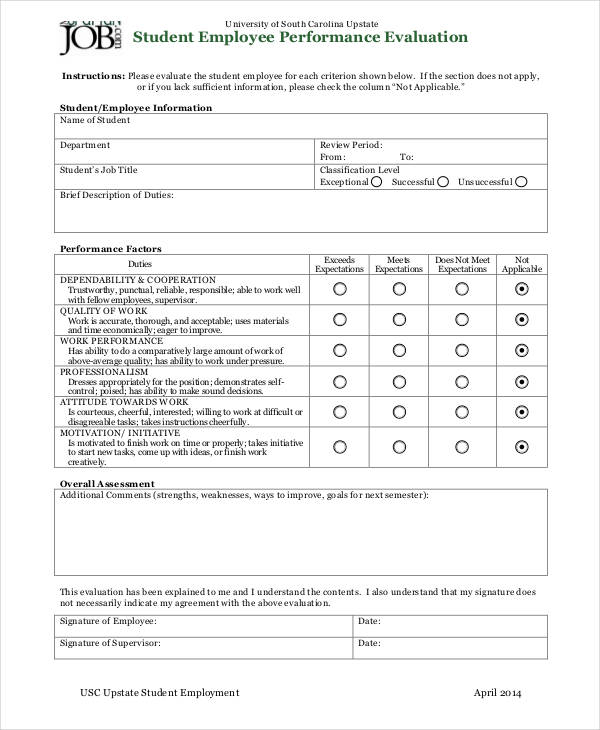 FREE 32 Sample Student Evaluation Forms In PDF Excel MS Word