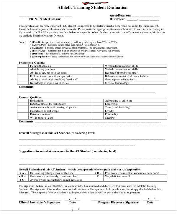 Free 57 Evaluation Forms In Ms Word Pages 4629