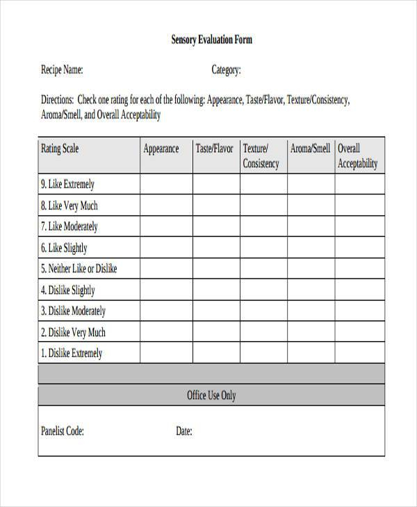 FREE 8 Sensory Evaluation Forms In PDF MS Word