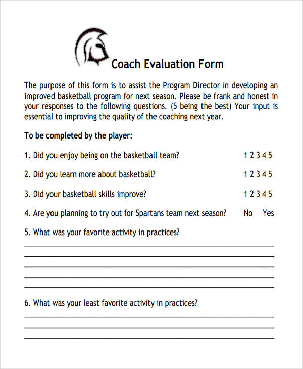 FREE 9 Basketball Evaluation Form Samples In PDF