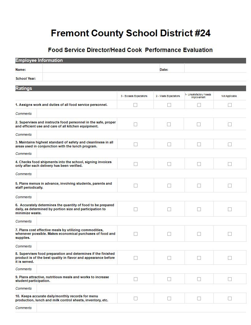 FREE 9 Restaurant Performance Forms In PDF MS Word