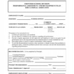 Performance Evaluation Form Educational Assistant