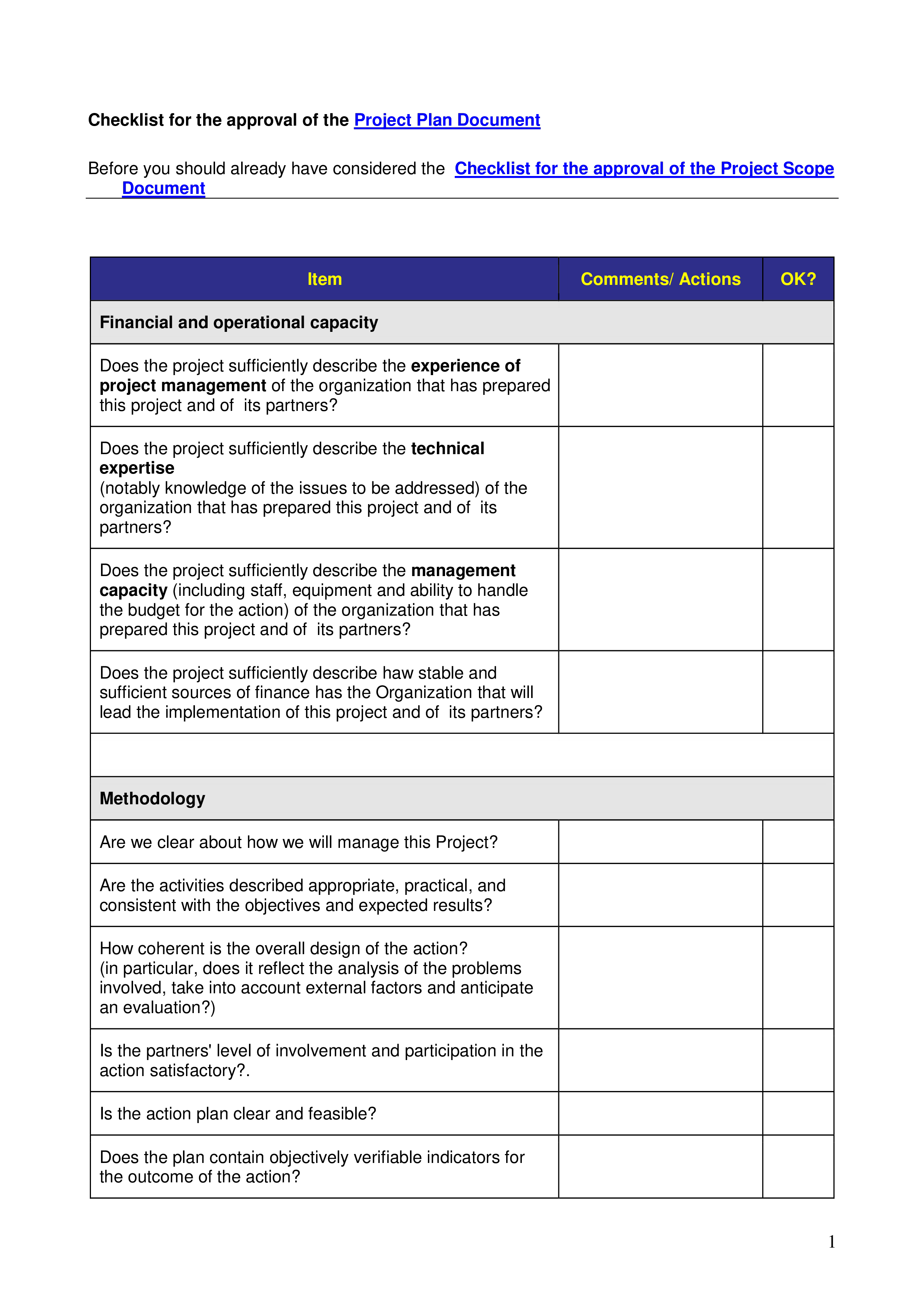 Project Plan Evaluation Checklist Templates At Allbusinesstemplates