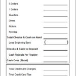 Server Cashier Checkout Sheet Restaurant Business Plans Systems