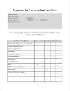 free supervisor evaluation form template word