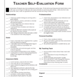 Teacher Self Evaluation Form Compatible Portrayal L 1 Teacher