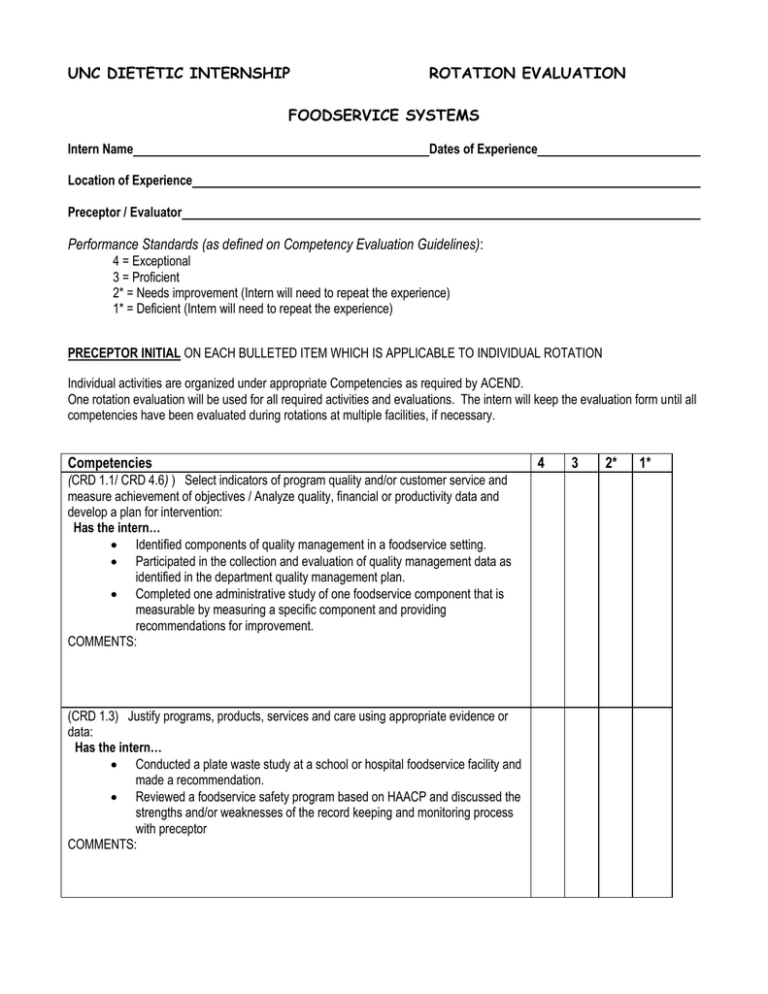 Dietitian Performance Evaluation Form - EvaluationForm.net