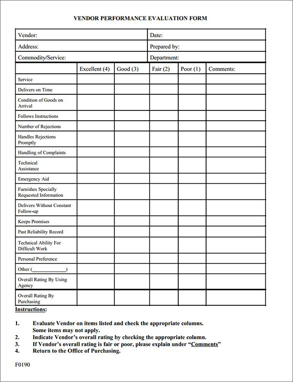 Vendor Evaluation Form Sample Excel Best Of Document Template